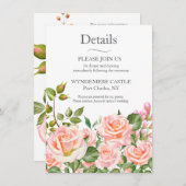 ブッシュピンク ボタニカル ウェディング QR コード エンクロージャーカード (正面/裏面)