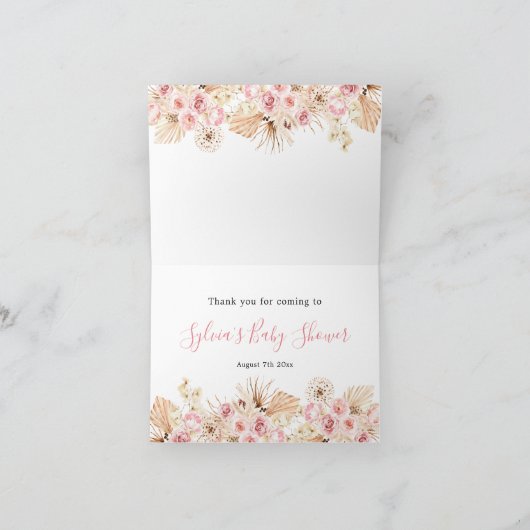 ブッシュピンク ボヘミアンヒグマ 赤ちゃんのシャワー 折り畳まれたカード サンキューカード (内部)