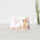 ブッシュピンク ボヘミアンヒグマ 赤ちゃんのシャワー 折り畳まれたカード サンキューカード (正面)