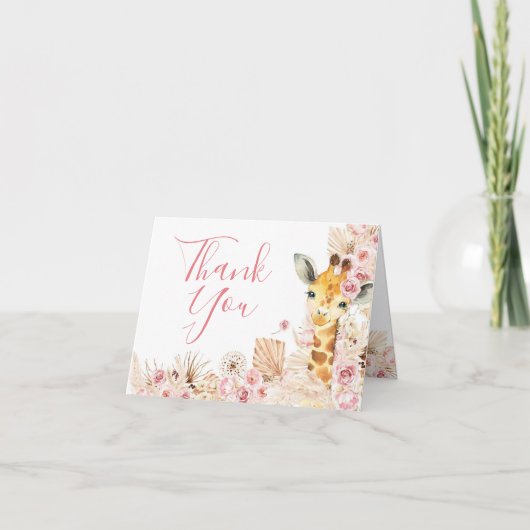 ブッシュピンク ボヘミアンヒグマ 赤ちゃんのシャワー 折り畳まれたカード サンキューカード (正面)