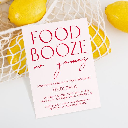 ブッシュピンク＆マゼンタのゲームなしの結婚式前祝い招待状 招待状