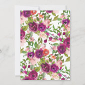 ブッシュピンク & マルサラ フラワーブライダルティー 招待状 (裏面)