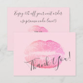 ブッシュピンク メイクアップ ビューティー リップグロス サンキューカード (正面/裏面)