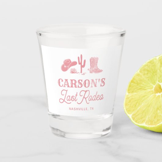 ブッシュピンク ラストロデオカウガールバチェロレッテパーティー ショットグラス (正面)