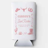 ブッシュピンク ラストロデオカウガール バチェロレッテ 歓迎 スリム缶クーラー (正面)