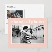 ブッシュピンク レトロ タイポグラフィー プラン変更 フォト 案内ポストカード (正面/裏面)