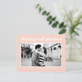ブッシュピンク レトロ タイポグラフィー プラン変更 フォト 案内ポストカード (スタンド正面)