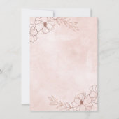 ブッシュピンク＆ローズゴールドの箔押し ウェディング ブライダルシャワー 招待状 (裏面)