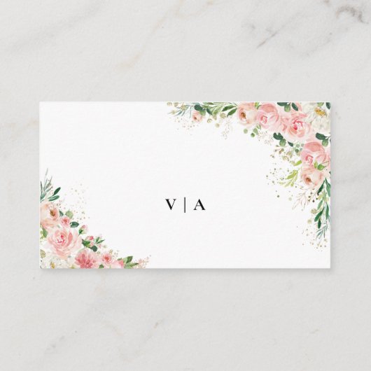 ブッシュピンク ローズゴールド ウェディングシャワー レジストリー エンクロージャーカード (裏面)