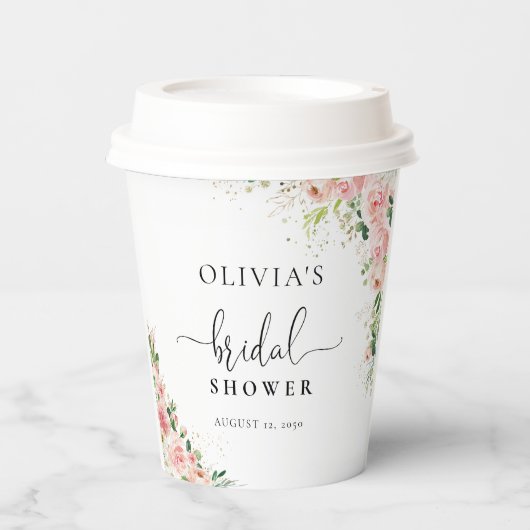 ブッシュピンク ローズゴールド ウェディングシャワー 紙コップ (正面)