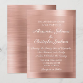 ブッシュピンク - ローズゴールド エレガント ウェディング 招待状