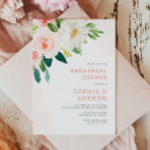 ブッシュピンク ローズ フローラル リハーサル ディナー 招待状