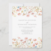 ブッシュピンク ワイルドフラワー ウェディング 招待状