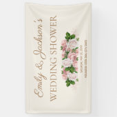 ブッシュピンク ヴィンテージ フラワーの新郎新婦の結婚前お披露目パーティー 横断幕 (縦)