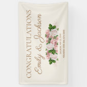 ブッシュピンク ヴィンテージ フラワーの結婚前お祝いパーティー 横断幕 (縦)