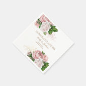 ブッシュピンク ヴィンテージ フラワー カップルの ブライダル シャワー スタンダードカクテルナプキン (角)