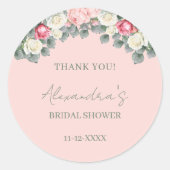 ブッシュピンク ヴィンテージ ローズ ブライダル シャワー サンクス ラウンドシール (正面)