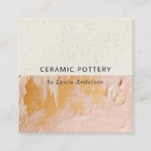 ブッシュピ芸術的ンク金ゴールド油絵を描セラミックテクスチャ スクエア名刺 (正面)