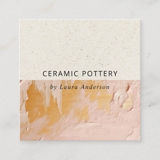 ブッシュピ芸術的ンク金ゴールド油絵を描セラミックテクスチャ スクエア名刺 (正面)