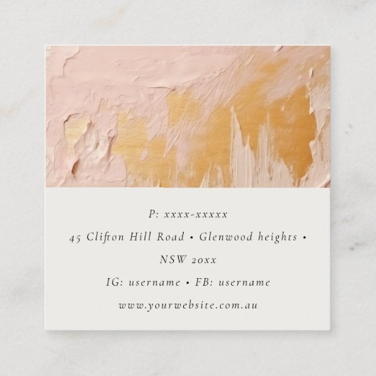 ブッシュピ芸術的ンク金ゴールド油絵を描セラミックテクスチャ スクエア名刺 (裏面)