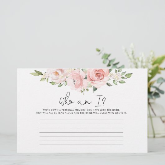 ブッシュフラワーの私が誰だか当てて!のウェディングシャワーゲーム 便箋 (スタンド正面)