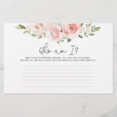 ブッシュフラワーの私が誰だか当てて！ ブライダルシャワーゲーム 便箋 (正面)