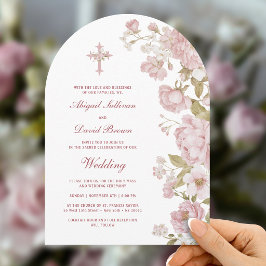 ブッシュフラワーアーチ宗教的な結婚式 招待状