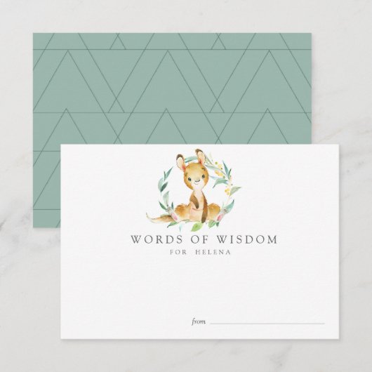 ブッシュベイビーカンガルーベイビーシャワーアドバイスカード 招待状 (正面/裏面)