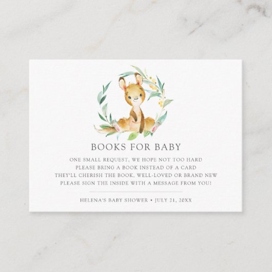 ブッシュベビーカンガルー赤ちゃんシャワーブックリクエストカード エンクロージャーカード (正面)