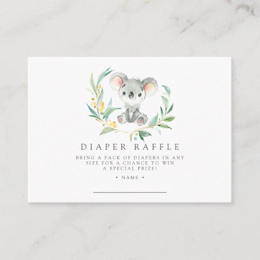 ブッシュベビーコアラおむつラッフルチケットカード エンクロージャーカード (正面)