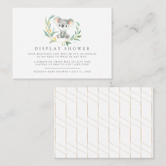 ブッシュベビーコアラ赤ちゃんシャワーギフトディスプレイ エンクロージャーカード (正面/裏面)