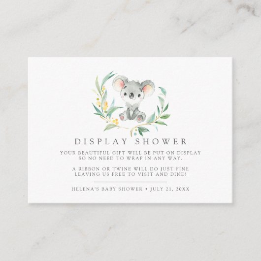 ブッシュベビーコアラ赤ちゃんシャワーギフトディスプレイ エンクロージャーカード (正面)