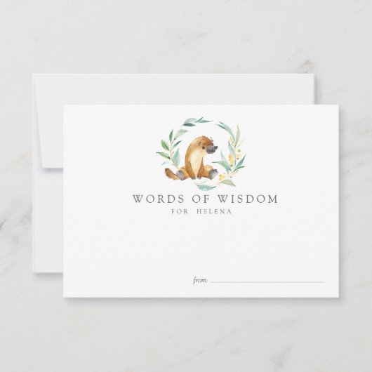 ブッシュベビープラティプスベビーシャワーアドバイスカード 招待状 (正面)