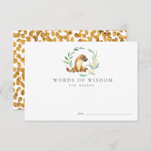 ブッシュベビープラティプスベビーシャワーアドバイスカード 招待状 (正面/裏面)