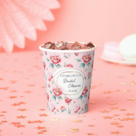 ブッシュペオニーウォーターカラーブライダルシャワーペーパーカップ 紙コップ