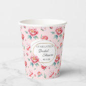 ブッシュペオニーウォーターカラーブライダルシャワーペーパーカップ 紙コップ (正面)