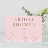 ブッシュホワイト＆ゴールドの花の結婚式前祝賀会招待状 招待状 (スタンド正面)