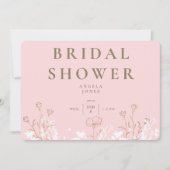 ブッシュホワイト＆ゴールドの花の結婚式前祝賀会招待状 招待状 (正面)