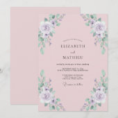 ブッシュモーブの芍薬の結婚式 招待状 (正面/裏面)
