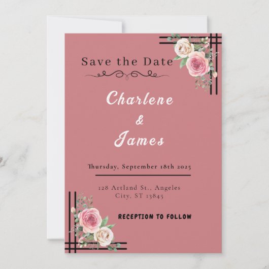 ブッシュロマンス：フラワーフレームのSave the Date セーブザデート (正面)