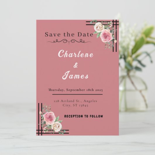 ブッシュロマンス：フラワーフレームのSave the Date セーブザデート (スタンド正面)