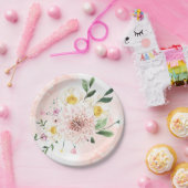 ブッシュロマンチック ウォーターカラー フラワーブライダルシャワー ペーパープレート (パーティー)