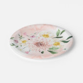 ブッシュロマンチック ウォーターカラー フラワーブライダルシャワー ペーパープレート (アングル)