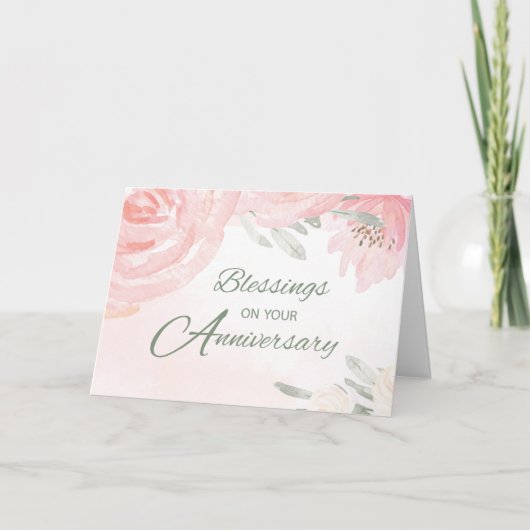 ブッシュローズの結婚記念日の祝福 カード (正面)
