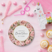 ブッシュローズの花の水彩ウェディングシャワー ペーパープレート (パーティー)