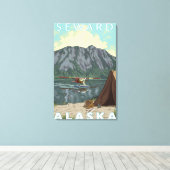 ブッシュ飛行機と魚釣り – アラスカ，シワード キャンバスプリント (インサイチュ (ウッドフロア))