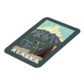 ブッシュ飛行機と魚釣り – カトマイ、アラスカ マグネット (左側)