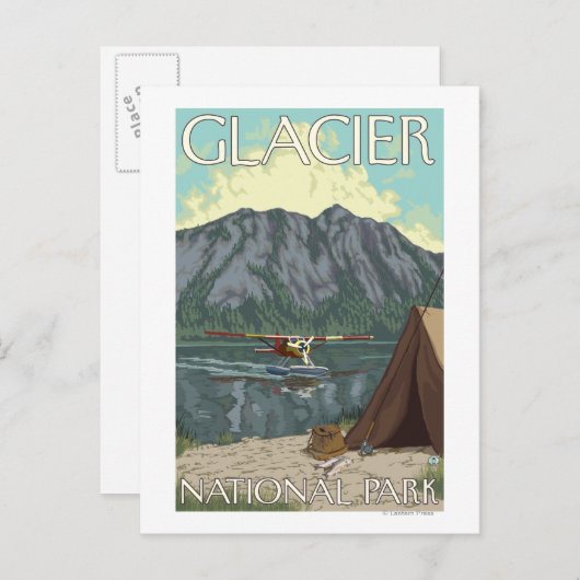ブッシュ飛行機と魚釣り – 氷河の国立公園、MT ポストカード (正面/裏面)