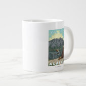 ブッシュ飛行機&魚釣り-アラスカ、バルデス ジャンボコーヒーマグカップ (正面右)