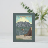 ブッシュ飛行機&魚釣り-イエローストーンナショナル ポストカード (スタンド正面)